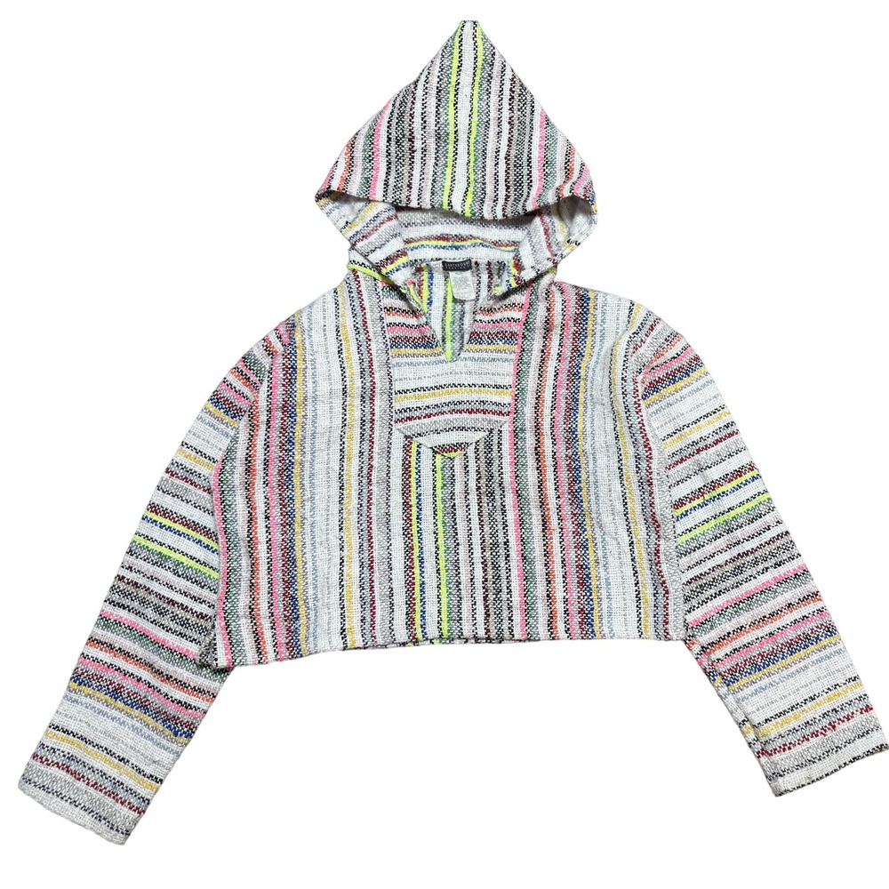 Earthbound Trading Co‎ Hoodie Womens Small Multicolor Striped Baja Boho Sweater